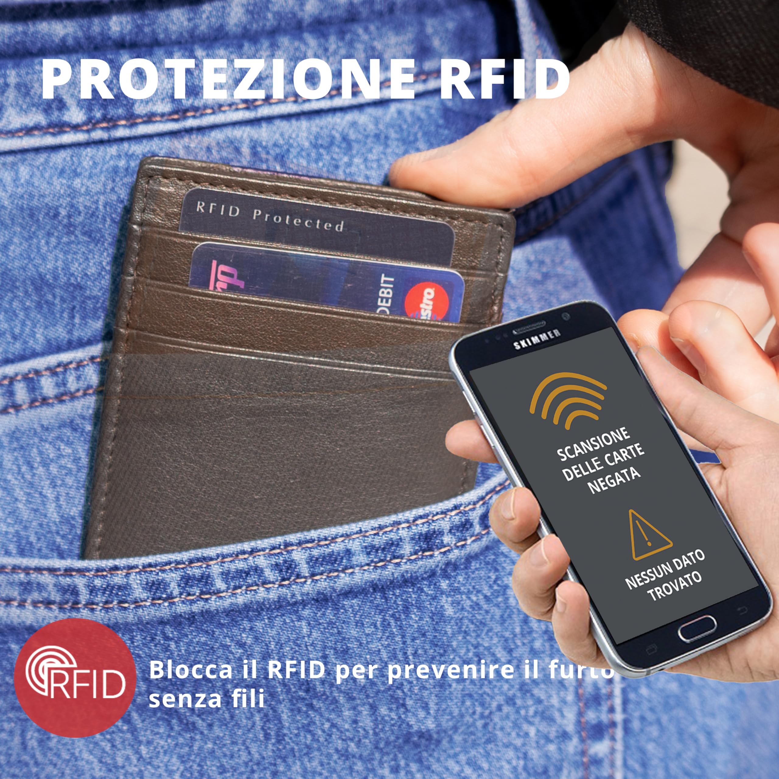 GARZINI Portafoglio Magico - in vera pelle, sottile e minimalista Magic Wallet da uomo con sistema di blocco RFID, custodia per le carte, linguetta di estrazione e portamonete