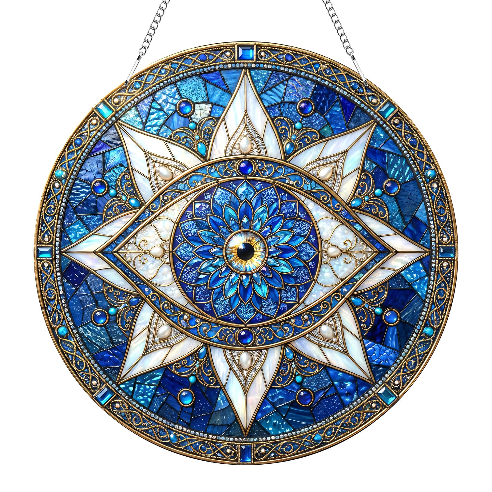 Suncatchers for Windows Hanging, Painted Evil Eye Sun Catcher, Stained Glass Window Hanging Ornament, Acrylic Sun Catchers Indoor Window for Garden, Home, Indoor, Outdoor Decor