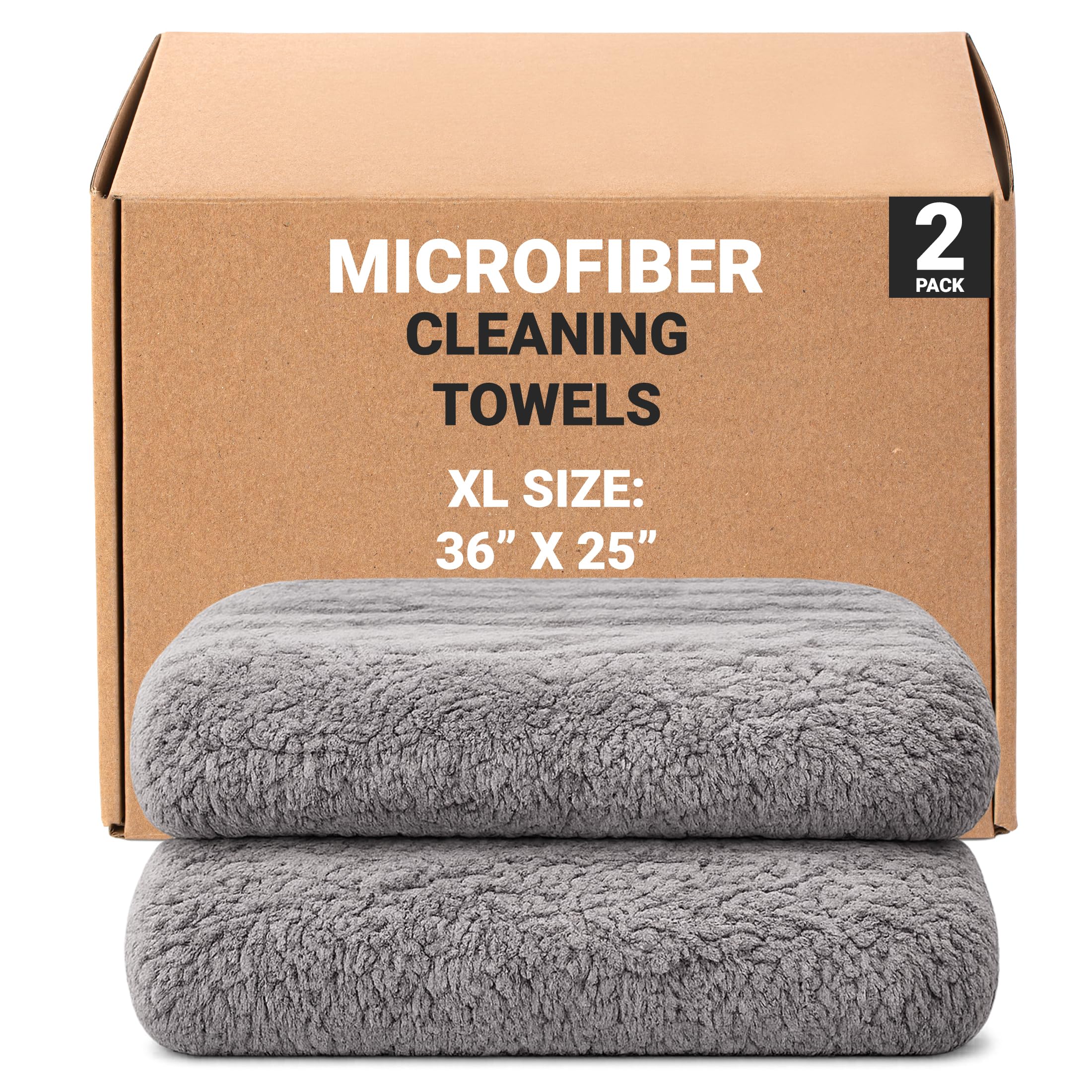 Platinum Microfiber Towels for Cars Extra Large Towel Set of 2 Drying Towels with Maximum Absorbency Scratch Free