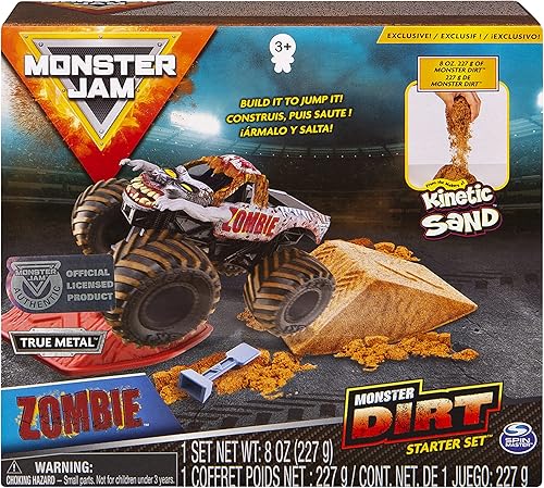 Monster Jam, Zombie Monster Dirt - Juego de iniciación con 8 onzas de Monster Dirt y camión fundido a escala 1:64 oficial