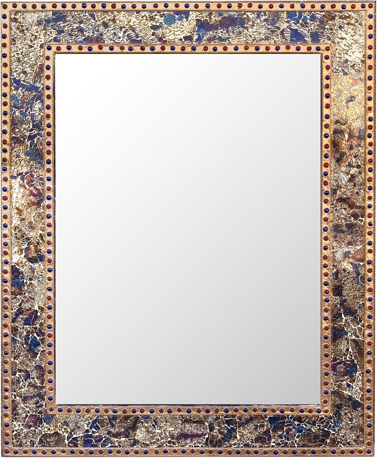 Mint Green Crackled Glass Decorative Wall Mirror - 30X24 Mosaic Glass Wall Mirror, Vanity Mirror, Glamorous (Mint Green)