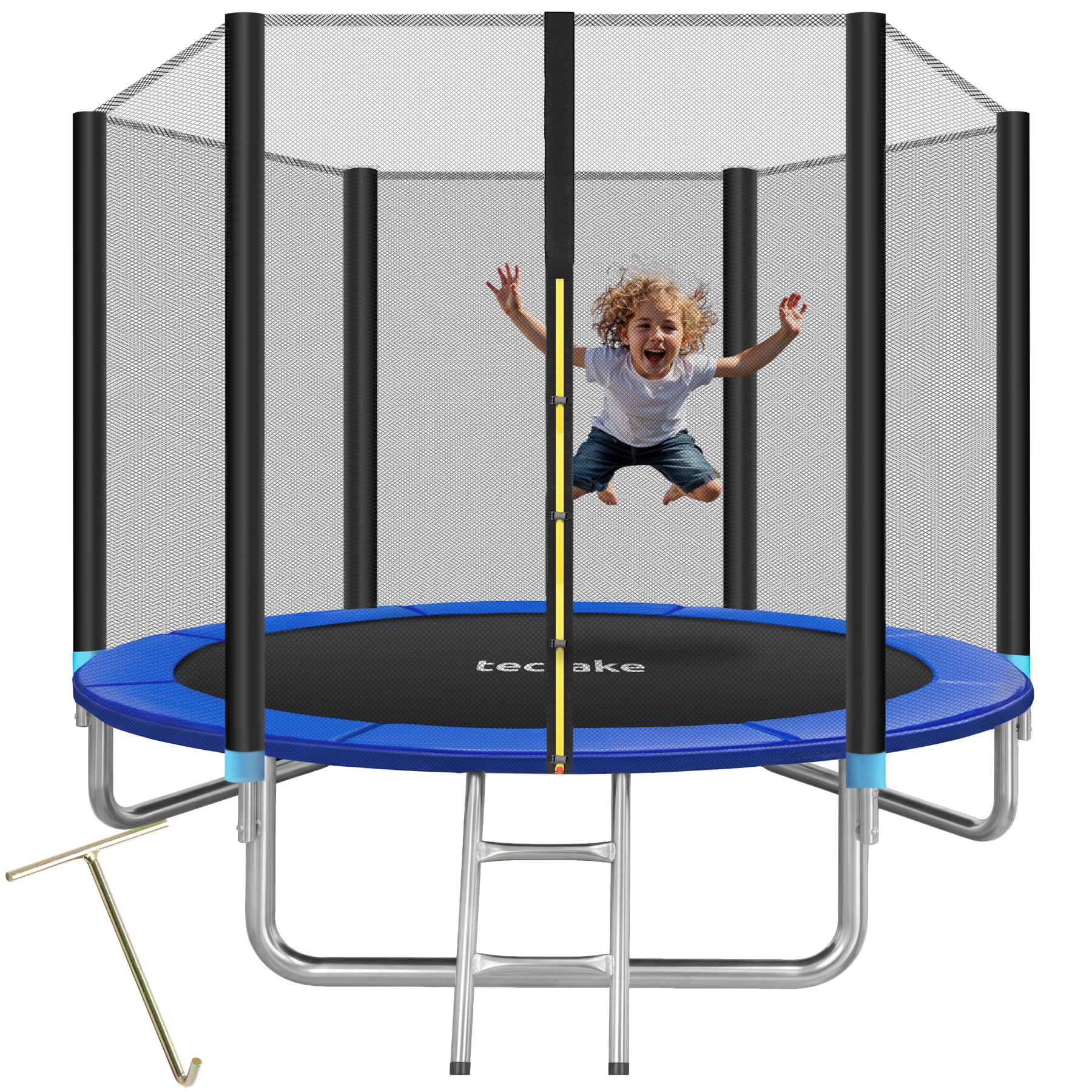 tectake® Trampoline de Jardin Extérieur Ø 244 cm Trampoline Rond avec Échelle  Filet de Protection & Tour rembourré  Enfants Adultes Certifié GS pour Une Sécurité Maximale