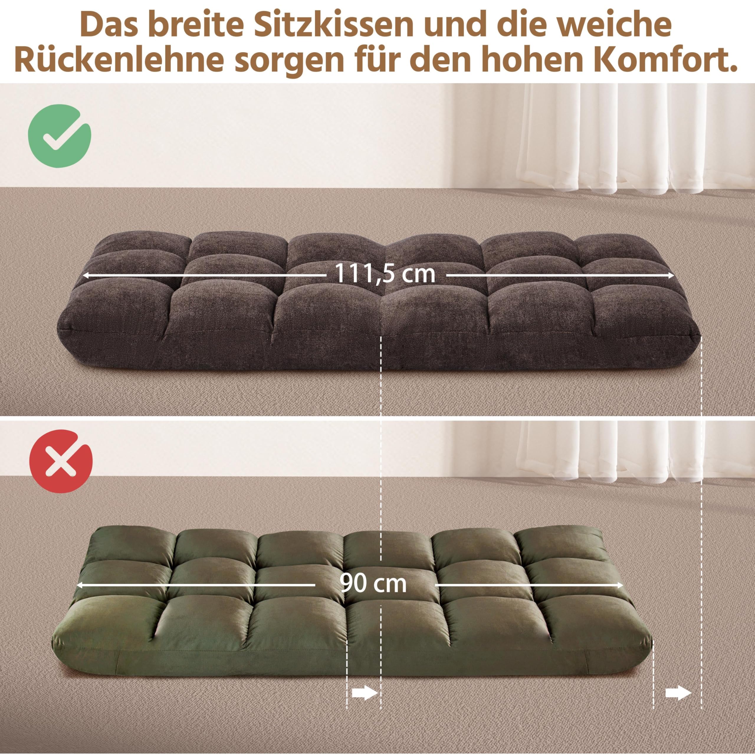 Yaheetech Bodenstuhl Faltbar, Lazy Sofa, Relaxsessel klappbar, Meditationsstuhl, Bodensessel mit Verstellbarer Lehne, Lesesessel für Zuhause oder Büro Braun