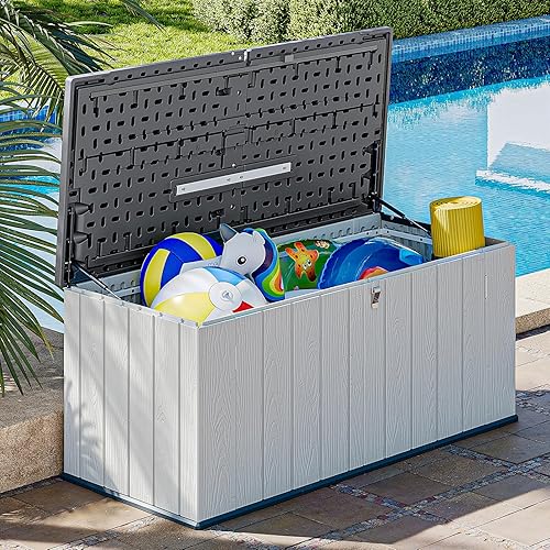 Aoxun 160 Gallon Resin Large Outdoor Storage Box, Horizontal Storage