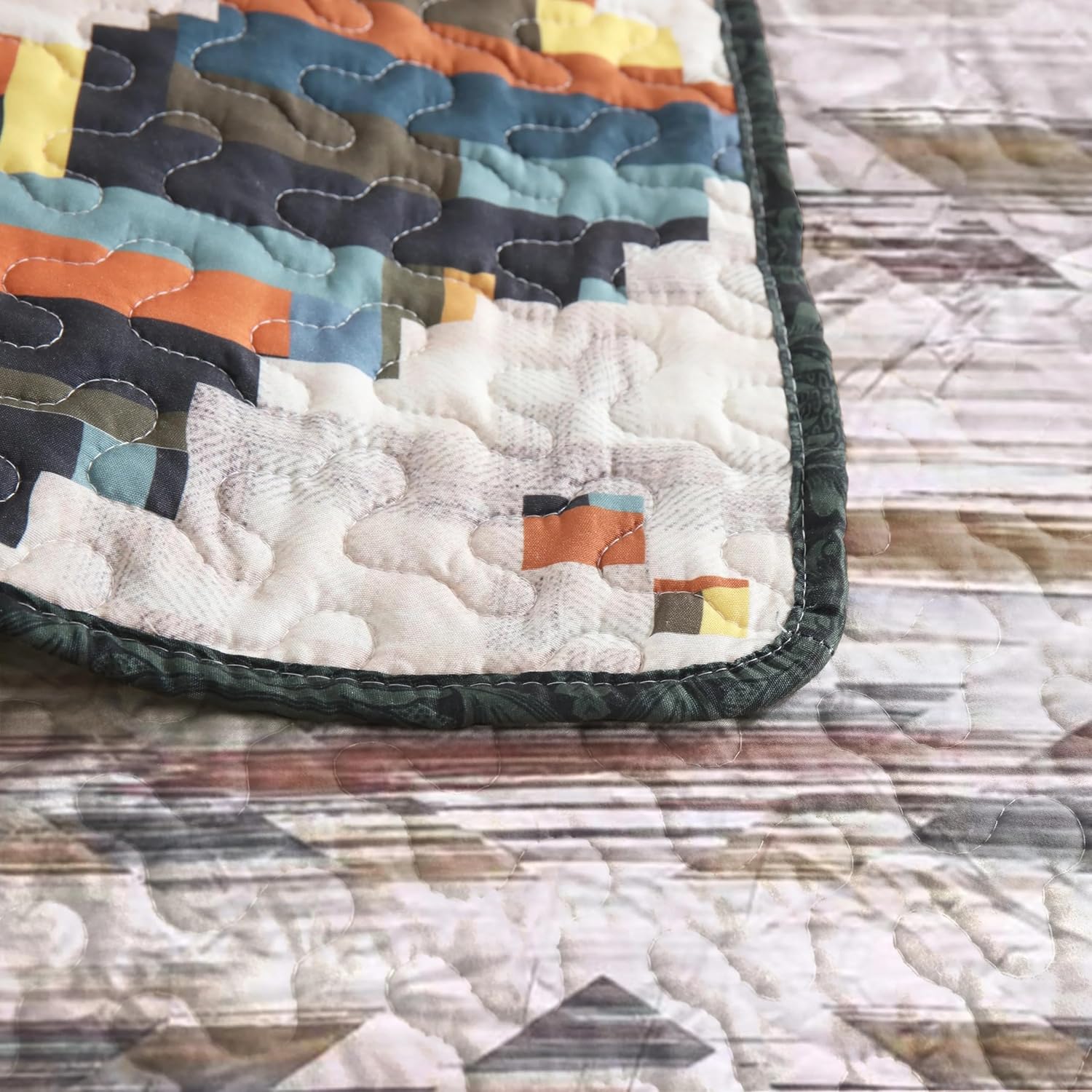 MarCielo 3 Pcs Southwestern Lightweight Quilt Bedspread Set Maze B198