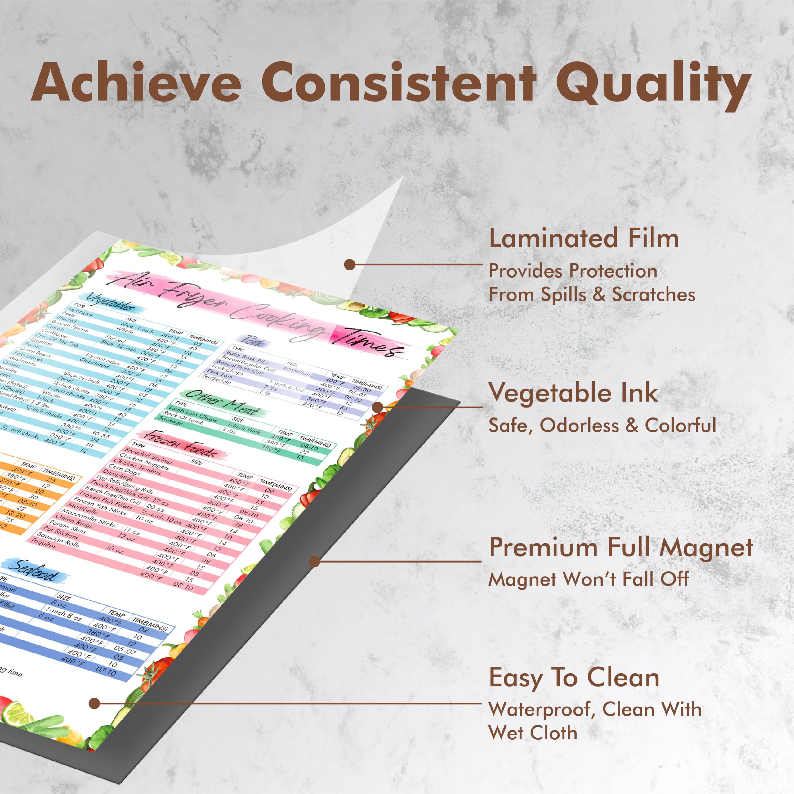 Air Fryer Cheat Sheet Set - Cooking Times Guide -3 Air Fryer Cheat Sheet Set - Cooking Times Guide -3