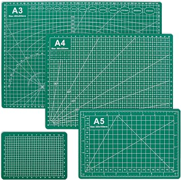 4 Packs Cutting Mats, 4size Double Sided Cutting Mat, Non-Slip 5 Layers PVC Cut Mat for Craft Art Projects Fabric Sewing, Scrapbooking Mat, A3 A4 A5 A6