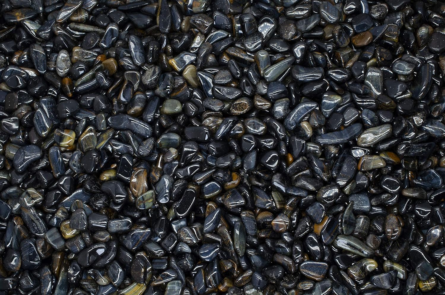 Fantasia Materials: 5 lbs Tumbled Blue Tiger Eye Stones from Africa - 0.40" to 0.60" avg. - Bulk Natural Polished Gemstone Supplies for Crafts, Reiki, Crystal Healing and More! (Size #4)