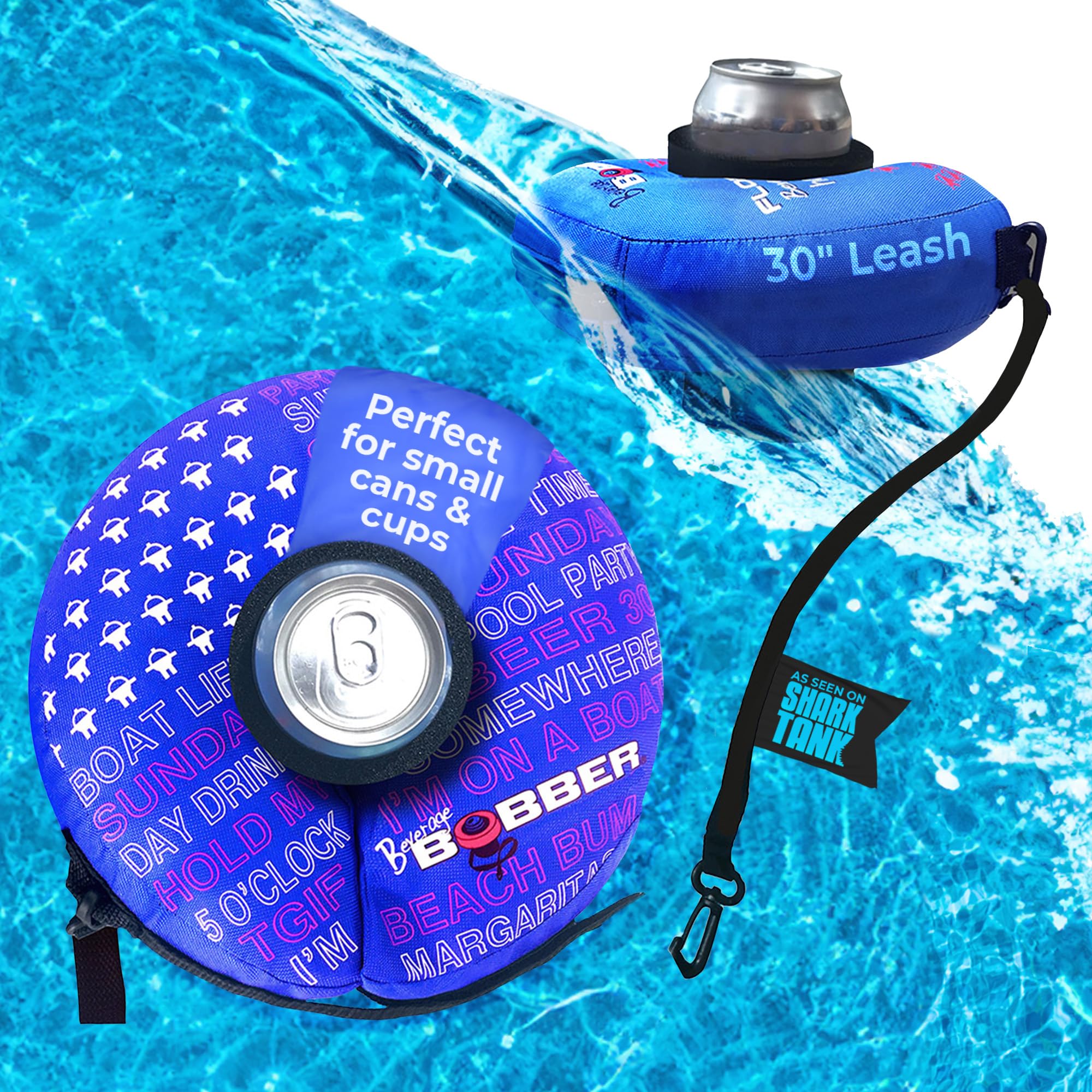 Blue Small - Human Bobber Inflatable Floating Drink Holder β Beverage Bobber Drink Float for Tumblers, Yeti, Tervis, or Wine Bottle in The Hot Tub, Pool or Boat (Small 12oz Cans or Bottles)