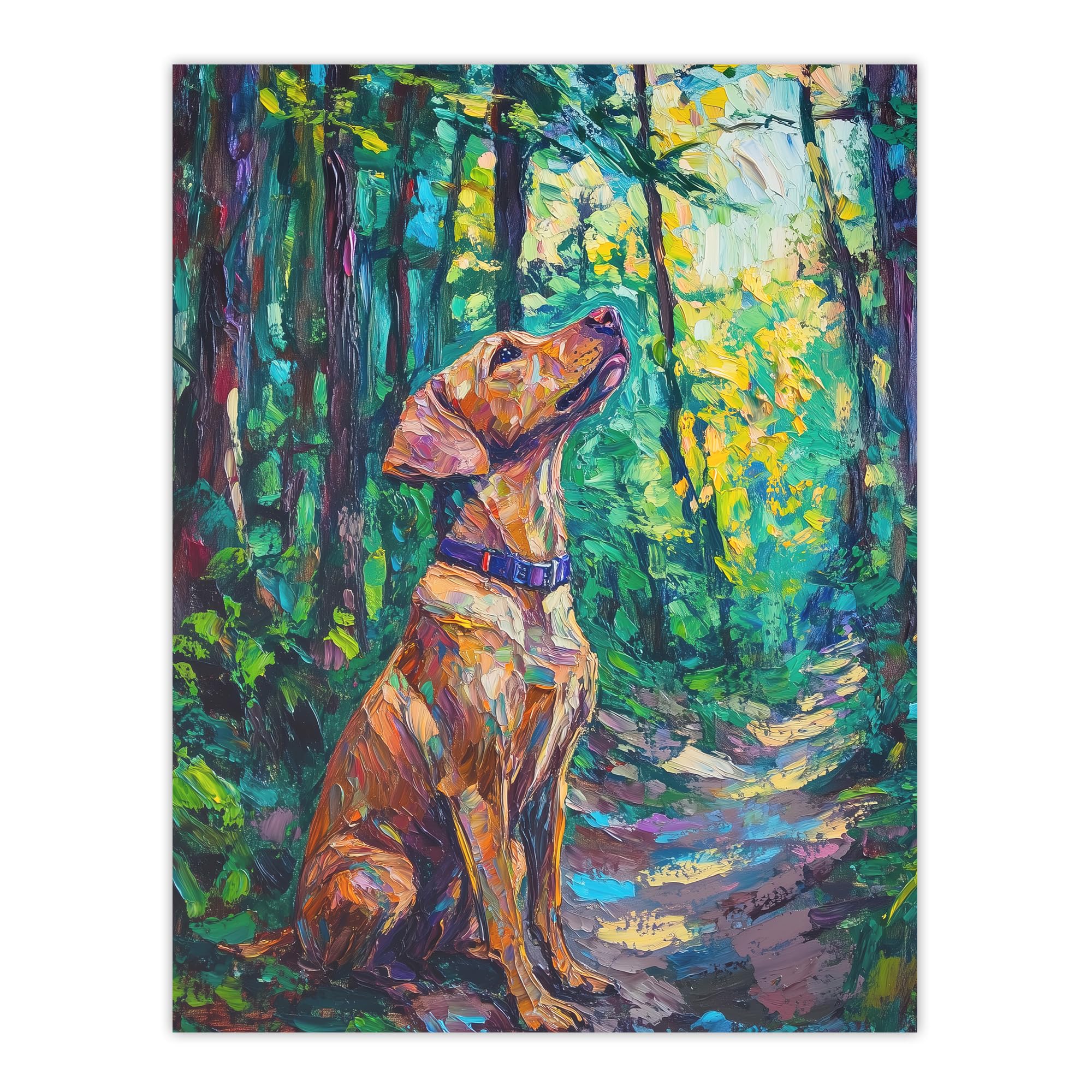 Artery8 Golden Lab Puppy in Forest Oil Painting Dog Lover Living Room Large Wall Art Poster Print Thick Paper 18X24 Inch