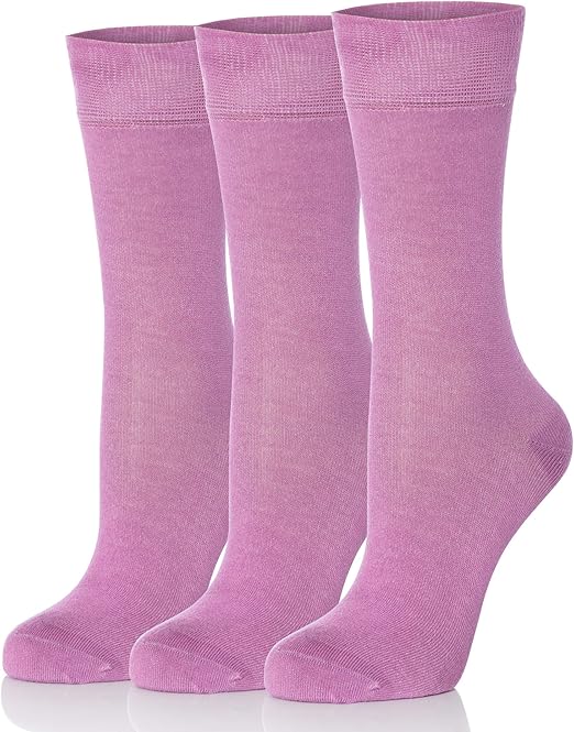 Womens Bamboo Socks, 3 Pack Dress Socks, Soft Comfy Natural, Seamless Toe (Dark Lilac) Amazon