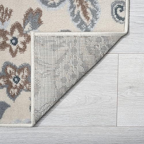 Miniatura 8 de Stella - Alfombra de pasillo de 2 x 8 pies, color crema, alfombra para pasillo, entrada interior, cocina o vestíbulo, alfombra floral - Alfombras