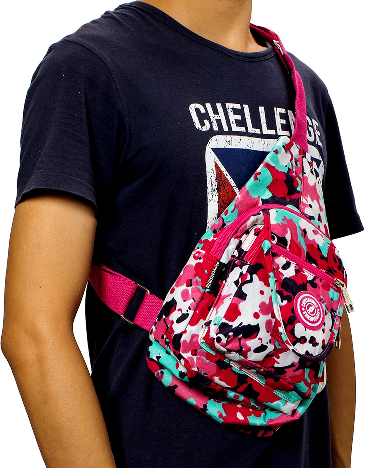 Chrysansmile Sling Bag for Women Men Nylon Crossbody Bags Fanny Packs Flower Print Small Backpack for Travel Hiking - Image 4