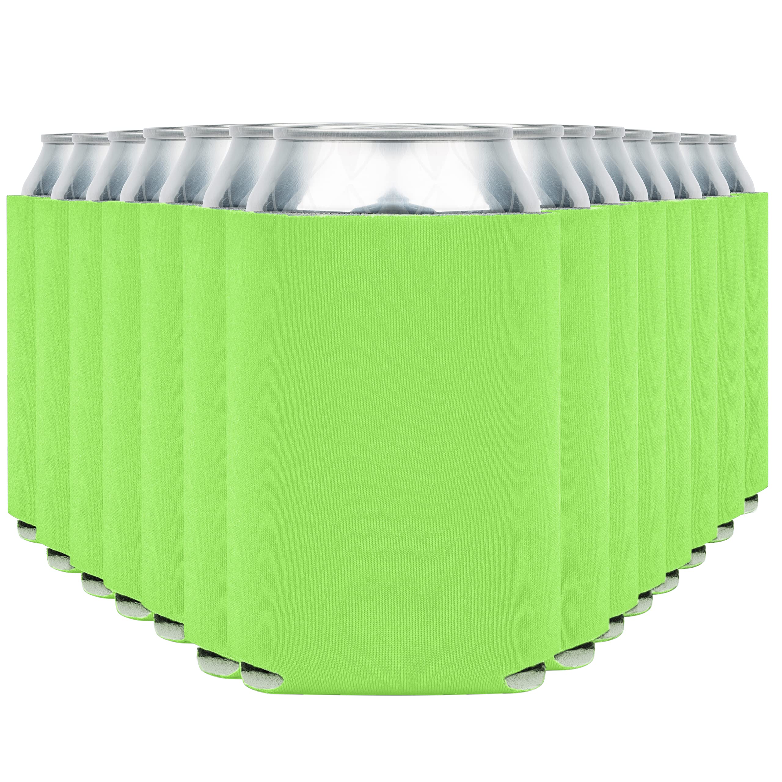 Blank Beer Can Coolers Sleeves (30-Pack) Soft Insulated Beer Can Coolies - HTV Friendly Plain Koolies in Bulk for Beer Cans &amp; Bottles - Coolie Blanks for Vinyl Projects &amp; Wedding Favors (Lime Green)