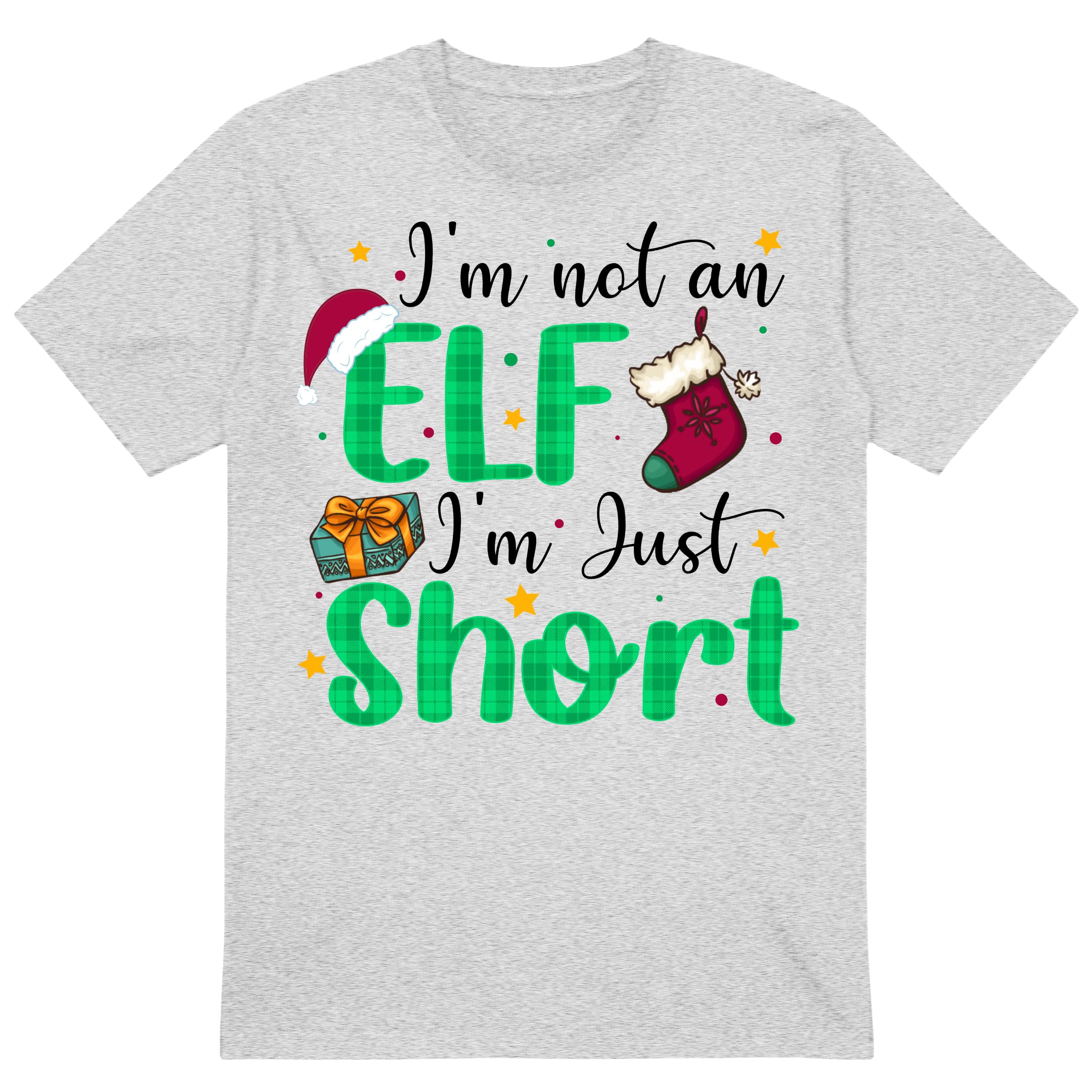 Pb Tech Unisex Grey Funny Christmas T-Shirt I'm Not An Elf I'm Just Short, Merry Christmas T-Shirt For Women And Men Elf Xmas Gift (Uk, Alpha, 3XL, Regular, Regular, )