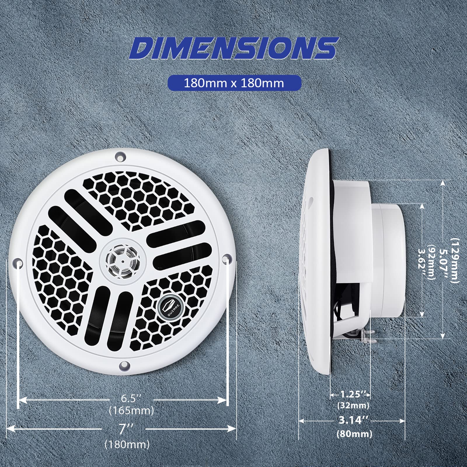 Amazon.com: GUZARE 6.5 inch Marine Bluetooth Speakers - 2 Way