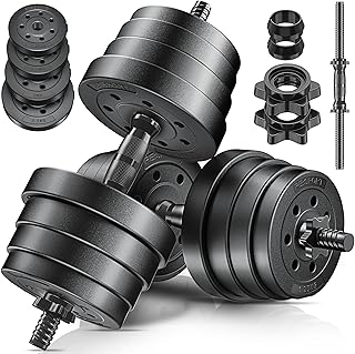 RE:SPORT Dumbbell Set of 2 Adjustable Dumbbells 15 20 30 40 kg with 2 Dumbbells with Weights and 4 Star Fasteners for Musc…