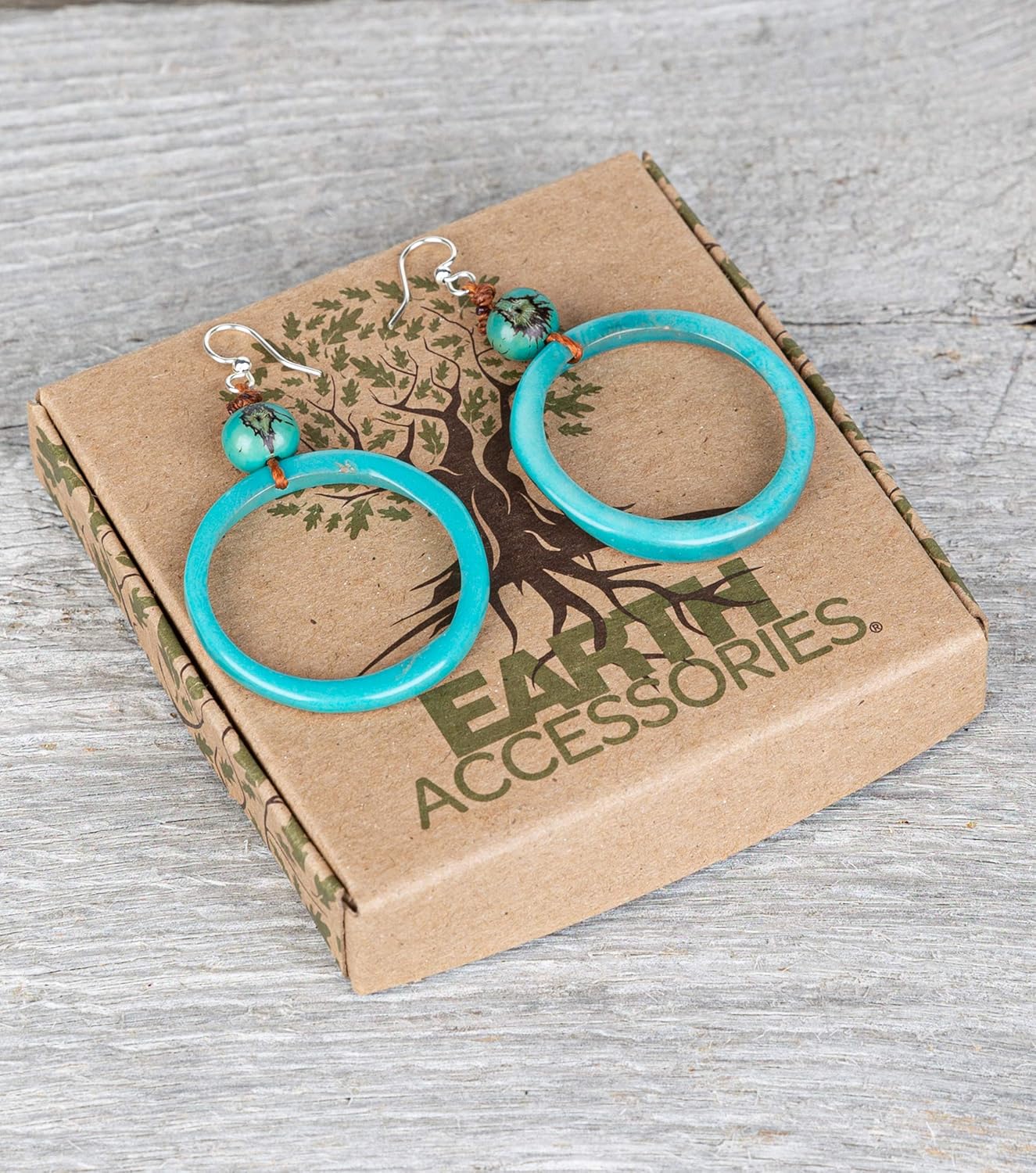 Earth Accessories Lightweight Circle Boho Earrings for Women | Tagua Nut, Surgical Stainless Steel, Drop Dangle Earrings | Eco-Friendly - Image 3