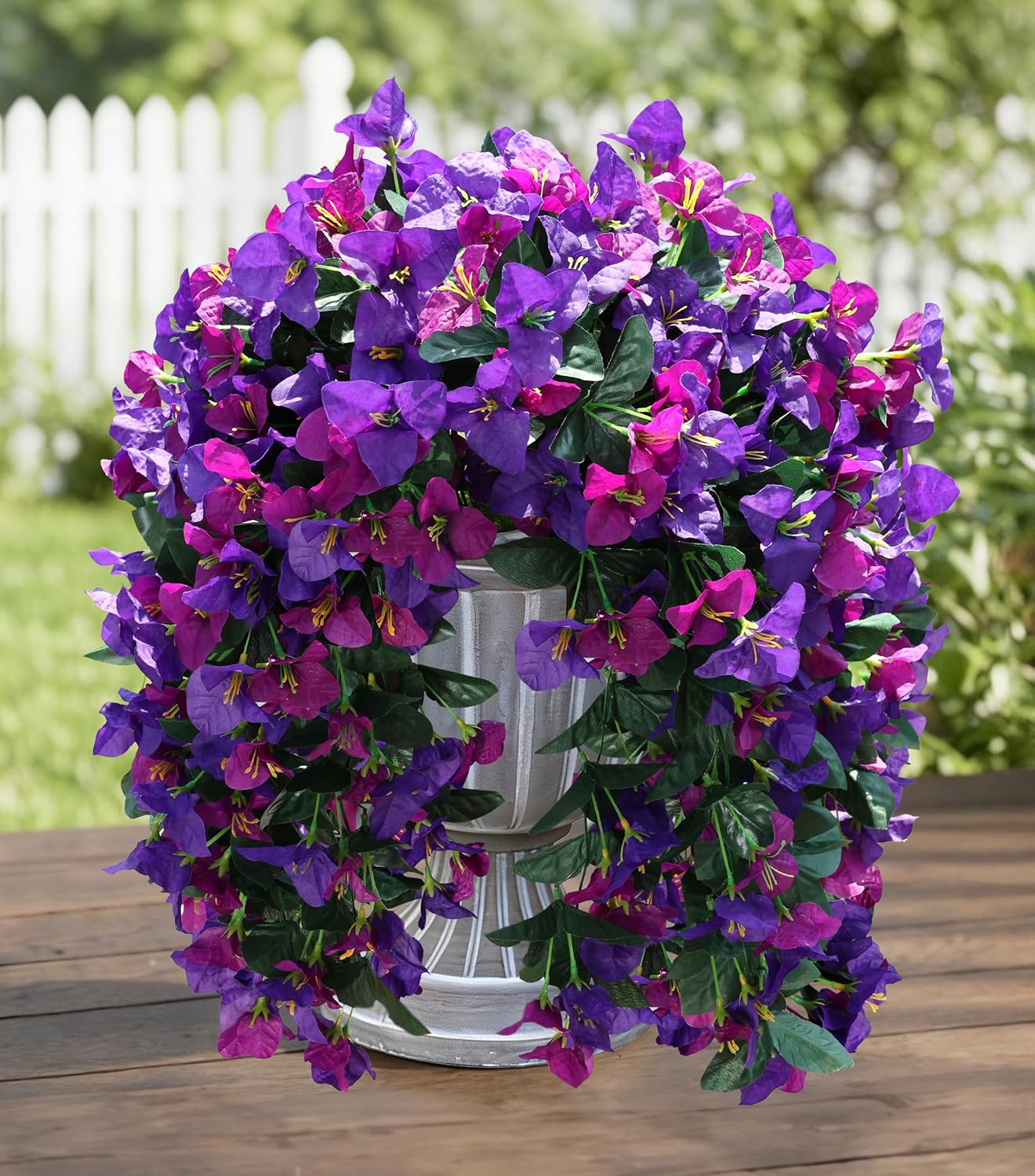 HyeFlora Bougainvillea Artificial Hanging Flowers Plants for Outdoors Decoration, 2pcs Fake Flowers Silk Bougainvillea Vines Realistic UV Resistant Faux Flowers for Outdoor Planters Porch Patio, Mix