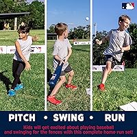 Vista 5 de Franklin Sports MLB - Estadio de béisbol para niños en el patio trasero - Juego de béisbol de plástico para niños con paredes de jonrón, bate, bolas