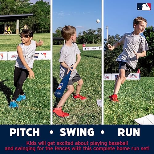 Miniatura 5 de Franklin Sports MLB - Estadio de béisbol para niños en el patio trasero - Juego de béisbol de plástico para niños con paredes de jonrón, bate, bolas