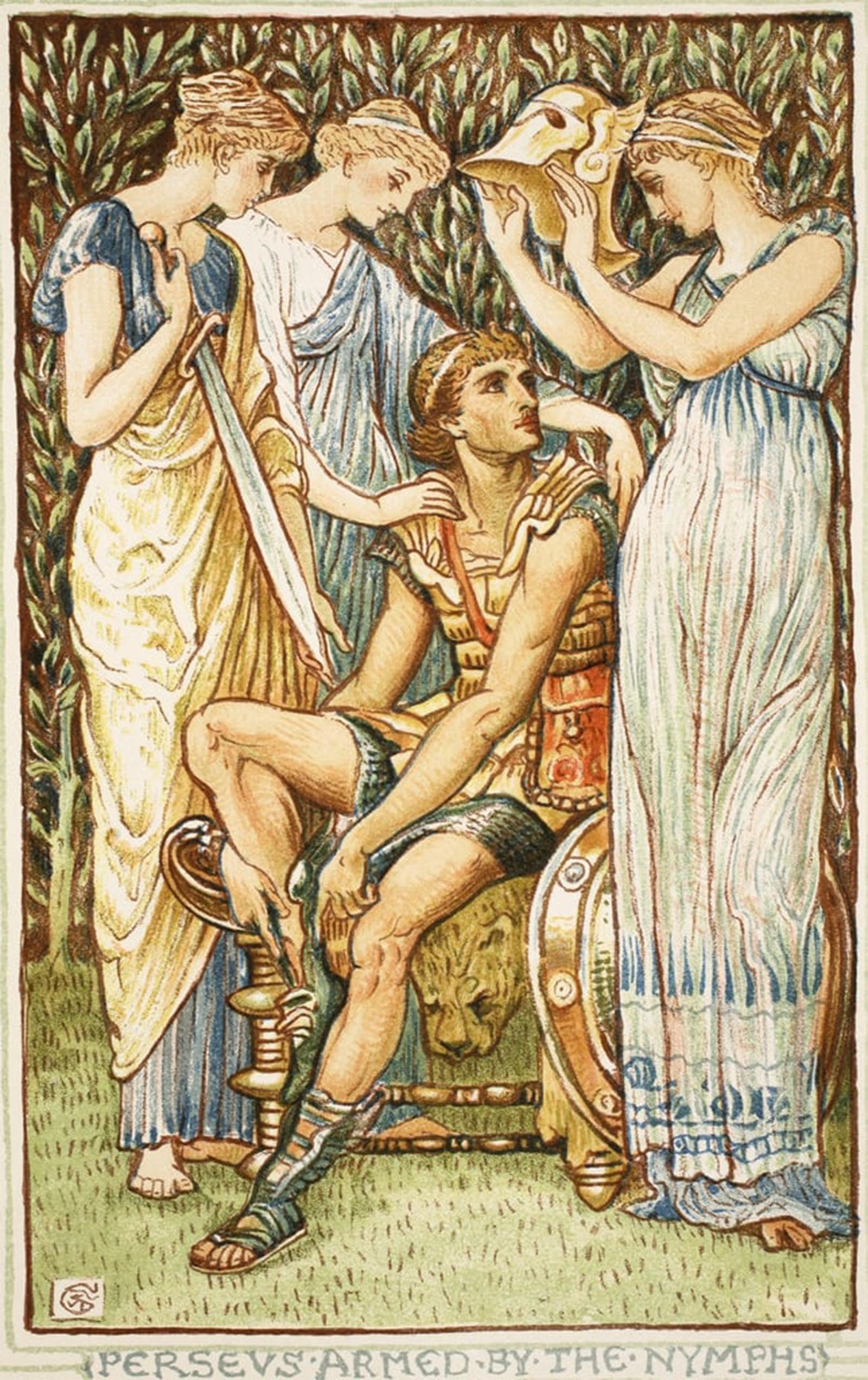 ARTXLXXBN Famous Painting Canvas Artwork Graffiti Print Perseus Armed by the Nymphs Illustration by Walter Crane Portrait Canvas Image for Home Decor 60x90cm