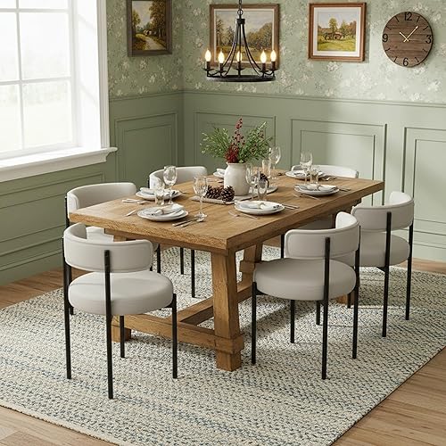 Miniatura 3 de Juego de 2 sillas de comedor de piel sintética, sillas tapizadas de cocina y comedor, sillas de comedor modernas de mediados de siglo con respaldo