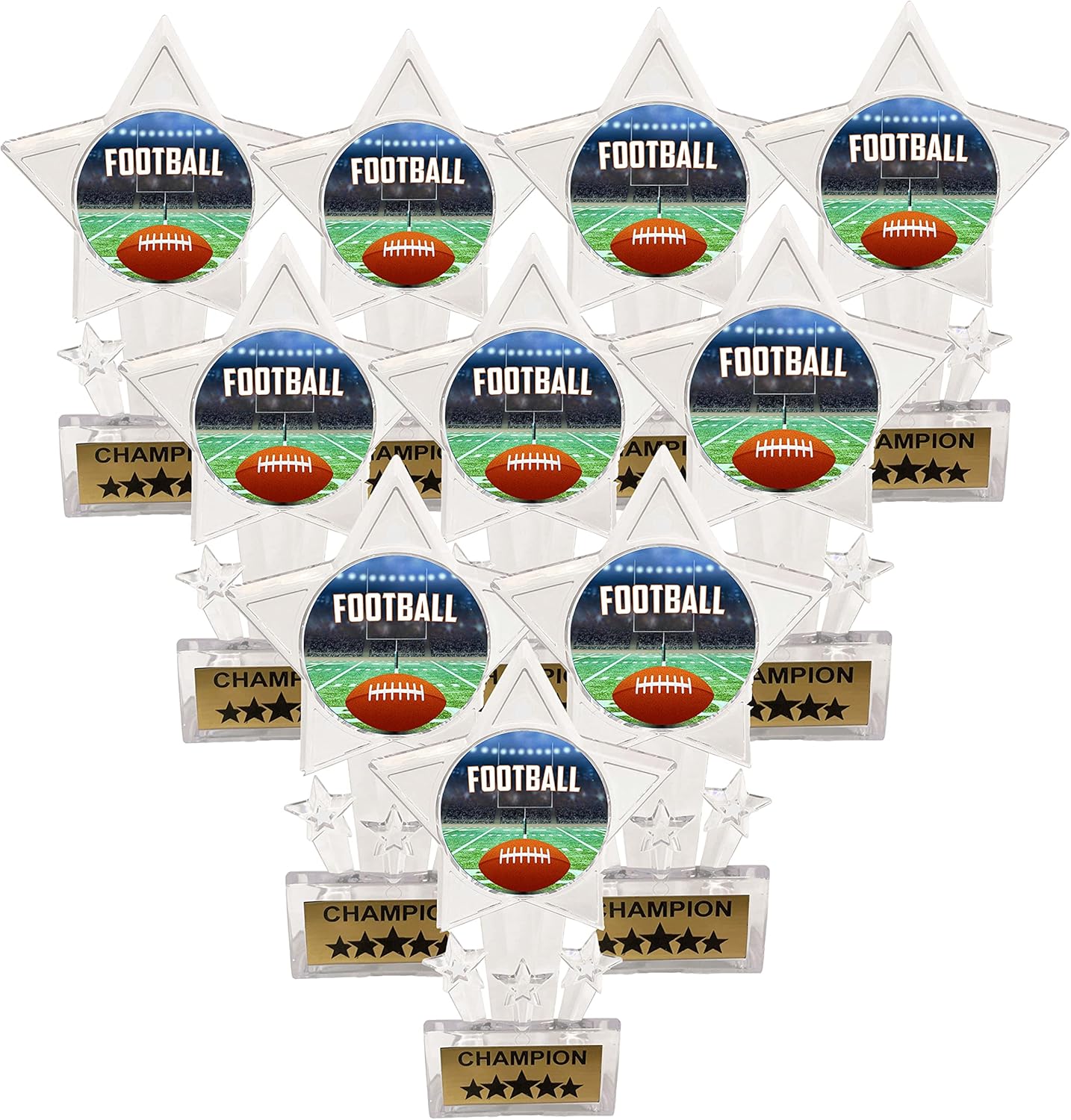 Express Medals 10 Pack Acrylic Football Trophies Champion Awards Prizes Trophy 10 PK EG120