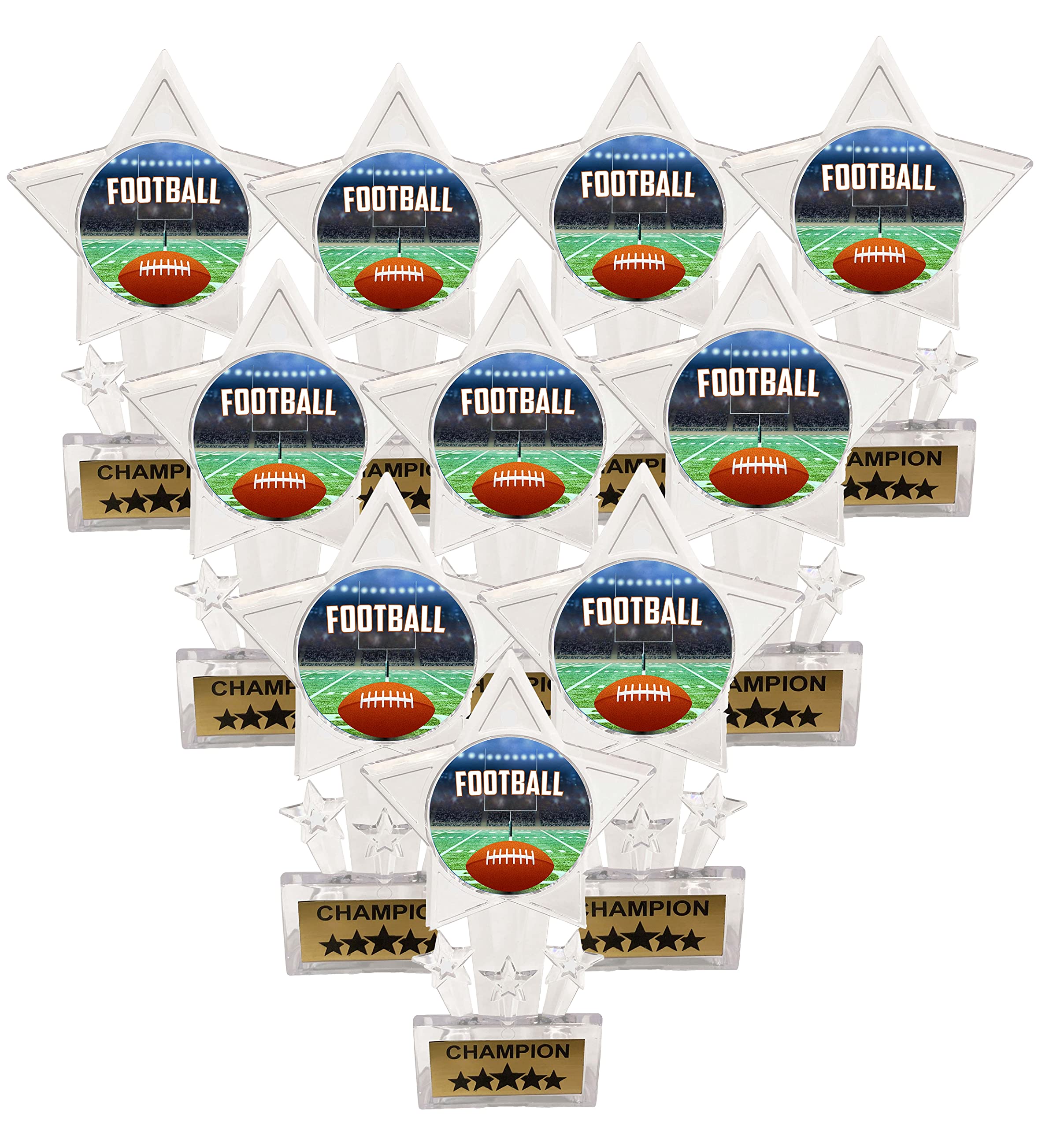 Express Medals 10 Pack Acrylic Football Trophies Champion Awards Prizes Trophy 10 PK EG120
