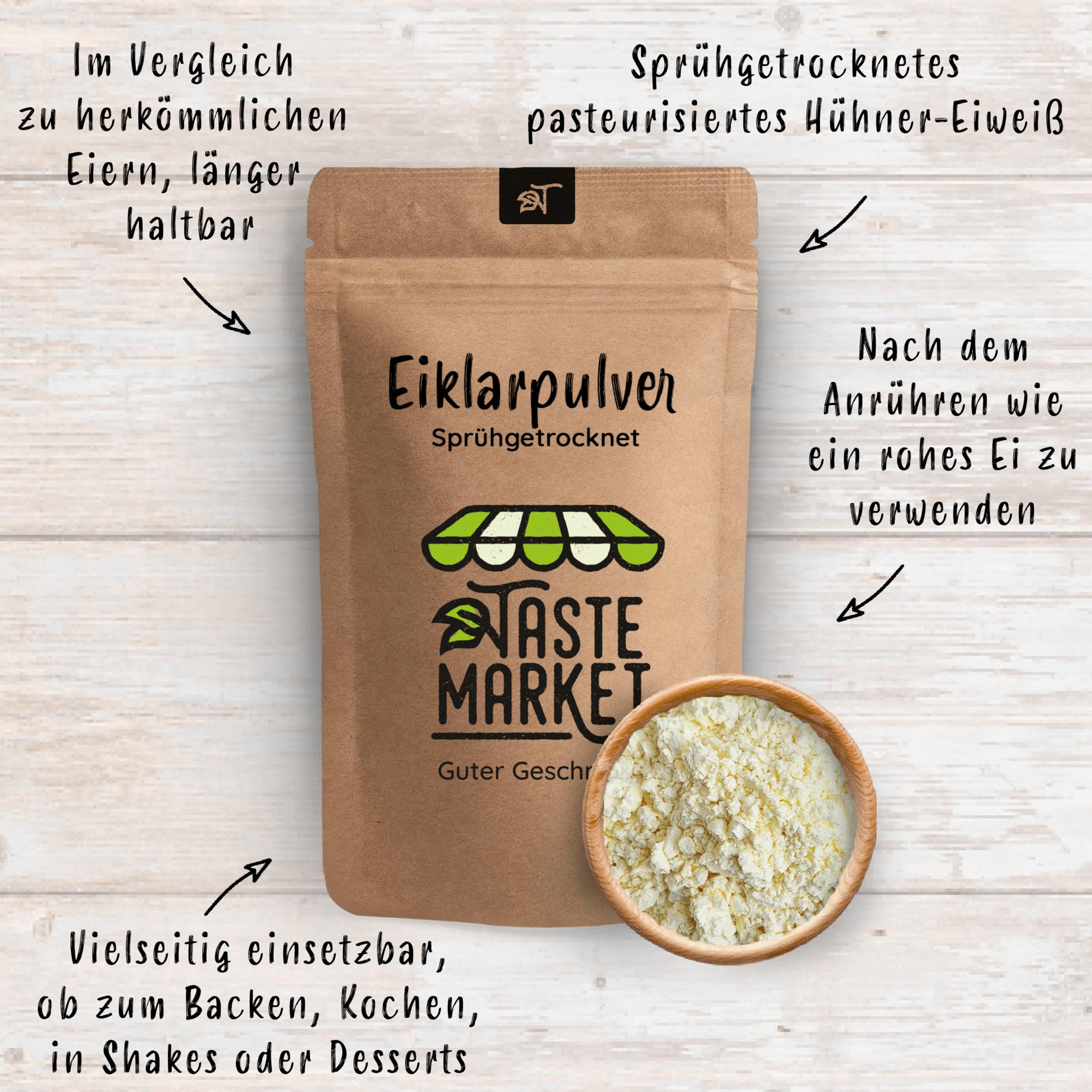 Eiklarpulver 2 kg GRÖßENAUSWAHL | Ei Pulver | Eiweißpulver | Taste Market | Eipulver | Eiweiss Pulver