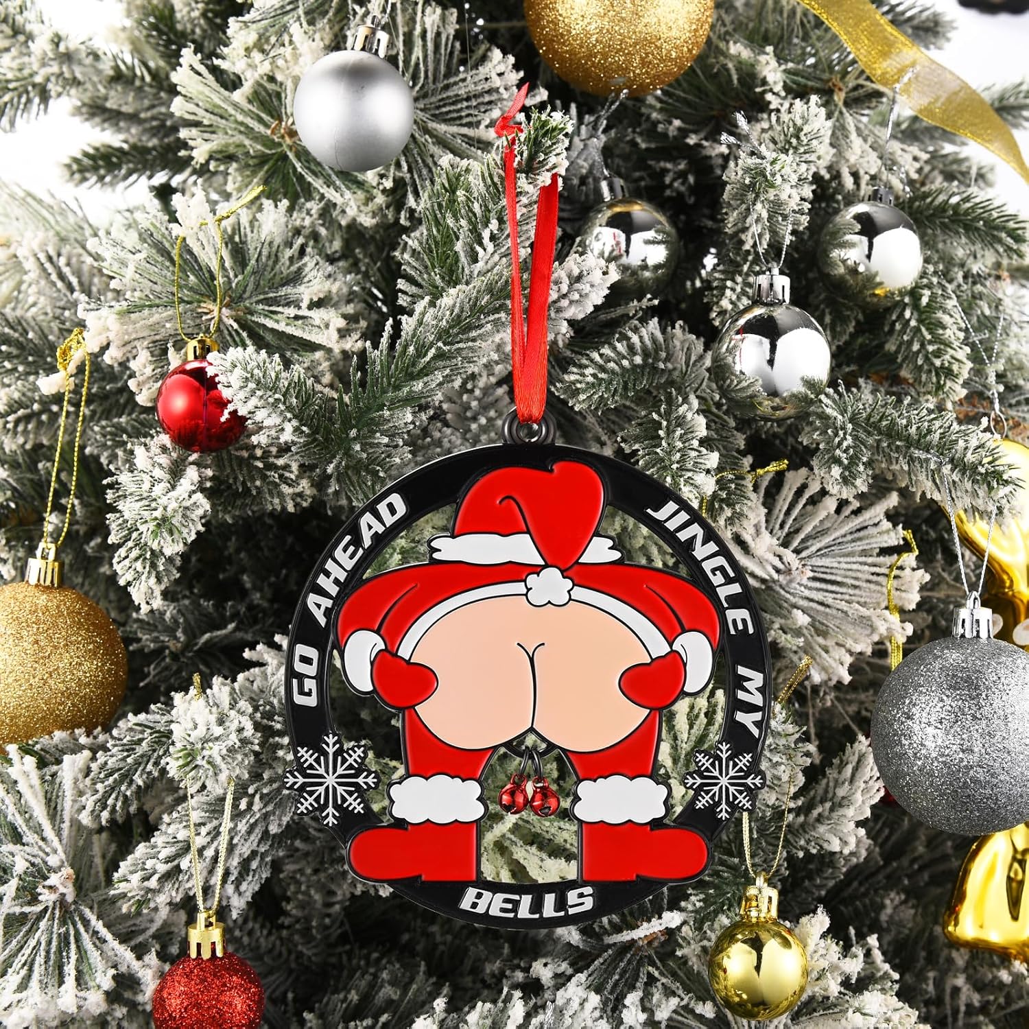 Venhoo Funny Christmas Ornament 2025, Metal Hanging Humour Ornament for Xmas Tree Decoration, Naughty Gag Dirty Santa Gift Exchange Ideas for Adults Merry Christmas Home Decor - Image 6