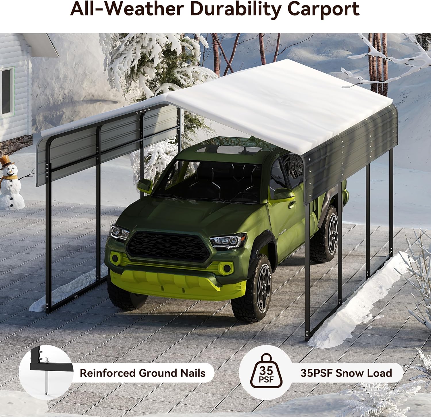 10x15FT Heavy Duty Metal Carport Canopy with Galvanized Steel Roof, Multi-Use Shelter Outdoor Garage for Car, Boat, Party,Gray