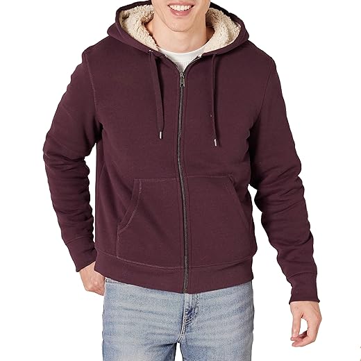 Amazon Essentials Hoodie For Men, Sherpa-Lined Full-Zip Fleece Sweatshirt