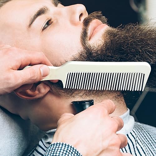 Miniatura 4 de 310 Peines de mezcla de cortadora de corte de peluquería plana delgada y flexible para mujeres y hombres, 3 piezas (blanco)