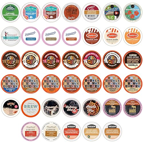 Café saborizado descafeinado tazas de café de una porción para cafeteras Keurig K-Cup, paquete surtido, de muestra disponible en Yaxa Colombia