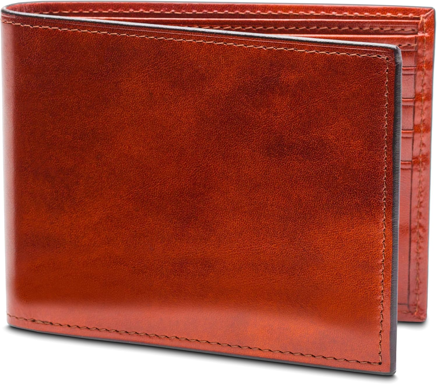 Bosca Men's Leather Wallet - Old Italia Bifold Wallet For Men Made From Full Grain Italian Leather, 11 Card Slots, ID Window, Divided Currency Well, Gift-Ready Packaging - Cognac Brown