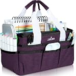 JJRING Craft Organisateur Sac de rangement, Caddy de rangement d'art avec plusieurs poches, Sac à coudre bleu pour l'art, artisanat, scrapbooking, école, médical, et fournitures de bureau