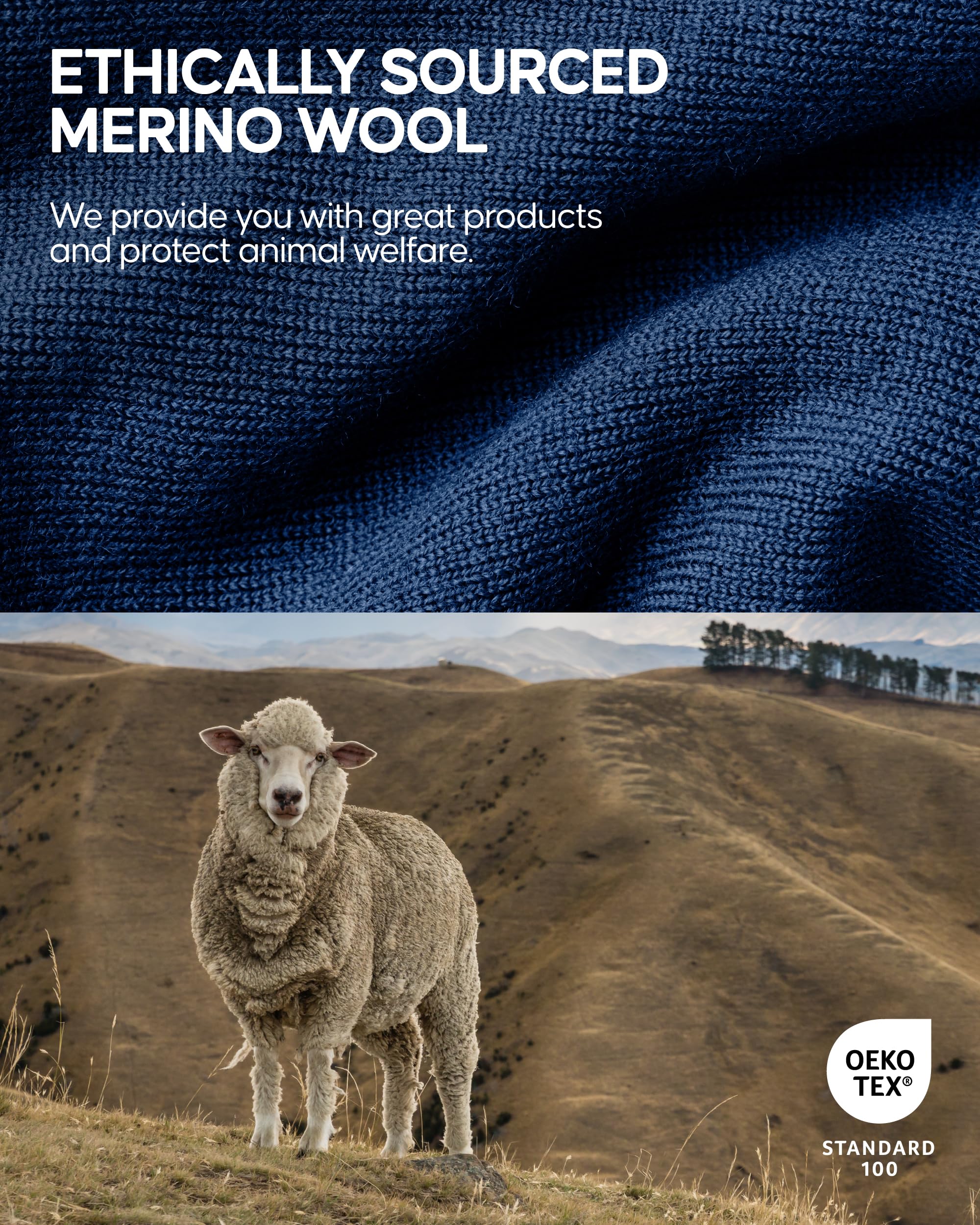 DANISH ENDURANCE Intimo Termico Uomo Lana Merino, Maglia Termica Uomo e Pantaloni Termici, Calzamaglia Termica Uomo Invernale per Sci, Trekking