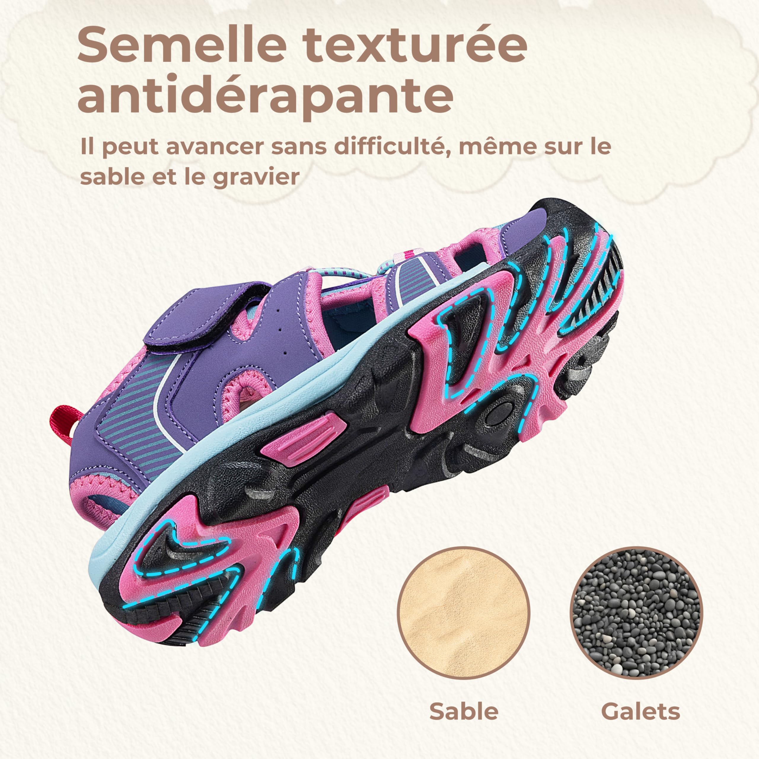 Mishansha Sandales de Sport Garçon Filles Bout Fermé Respirantes Sandales de Randonnée Légères Été GR.24-38