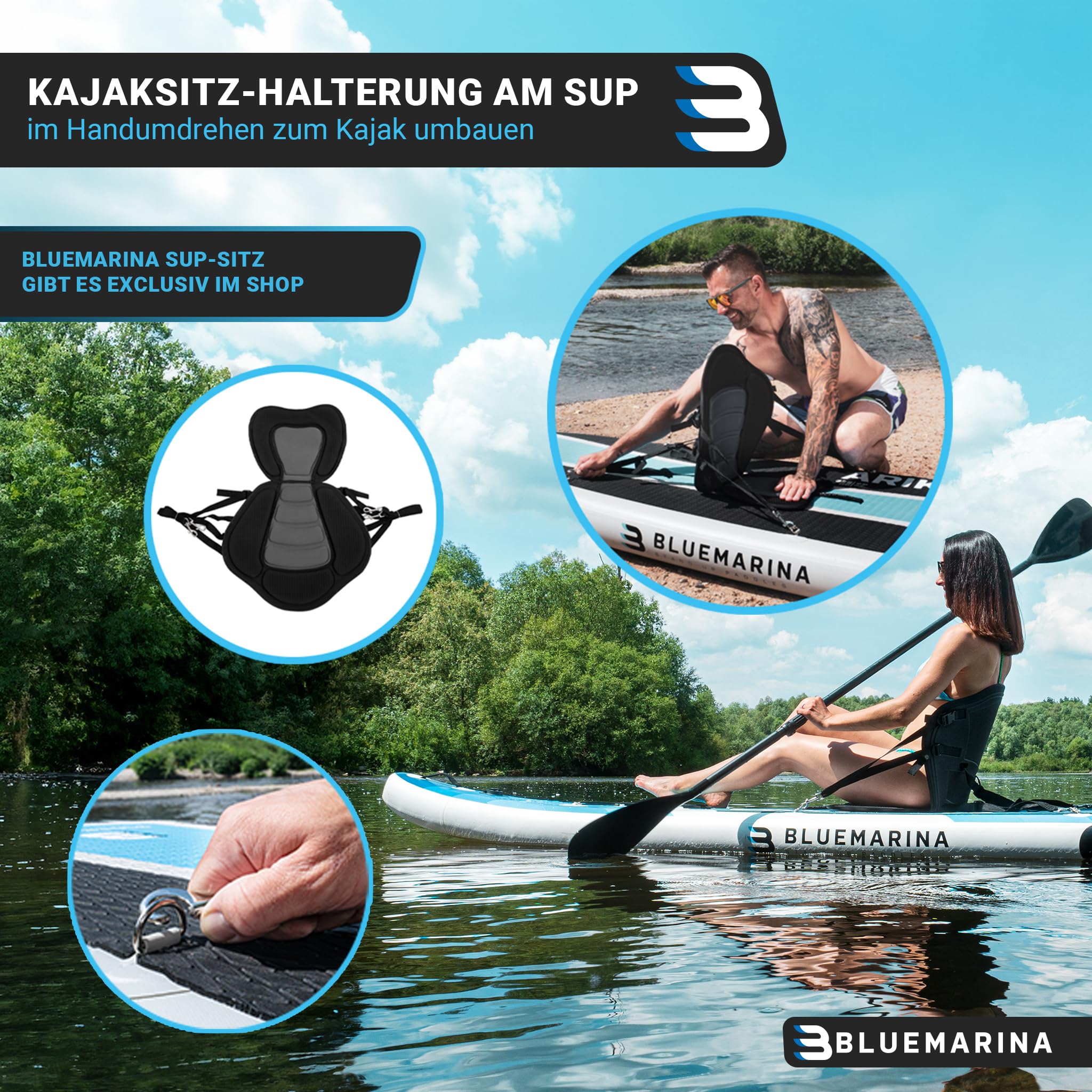 Bluemarina Stand Up Paddling Board Ariki | SUP - 𝟓 𝐉𝐀𝐇𝐑𝐄 𝐆𝐀𝐑𝐀𝐍𝐓𝐈𝐄 - SUP Board - Stand Up Paddle - Standup Paddle Board - Surfbrett | 305x76x13,5cm | 325x86x16,5cm