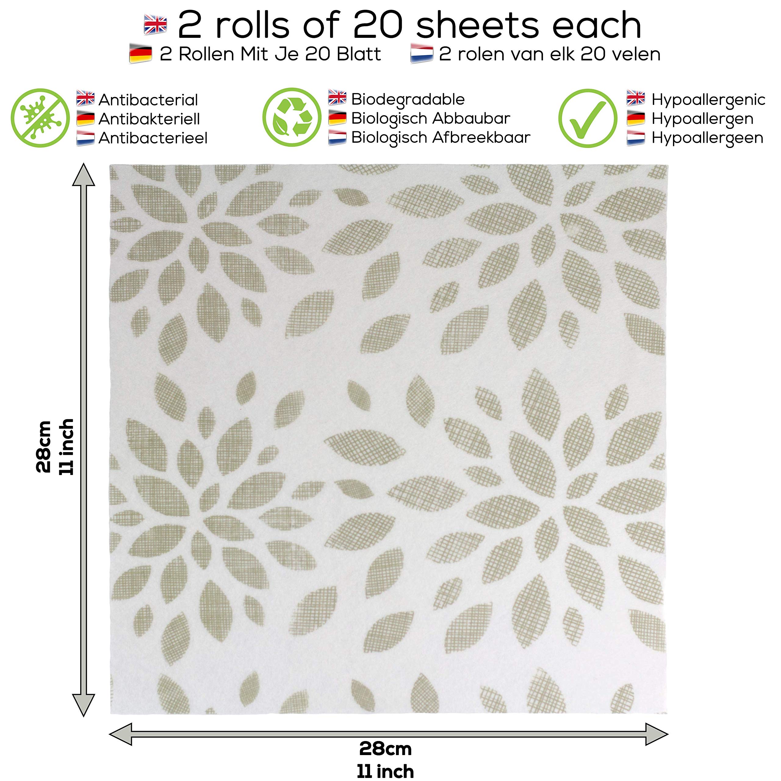 [2 pezzi] 100% bambù, rotolo da cucina lavabile, panni ecologici, sostituisce fino a 50 rotoli di carta da cucina – assorbente/antistrappo/ipoallergenico/antibatterico/biodegradabile