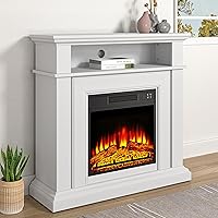 Vista 2 de FESTIVITY Mantel independiente de 36 pulgadas con inserto de chimenea eléctrica de 18 pulgadas para sala de estar y dormitorio, efecto realista