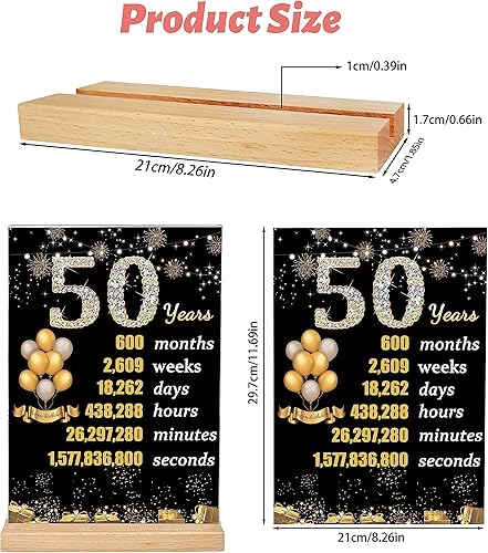 Miniatura 2 de ArtAubrey Regalo de cumpleaños número 51 para mujeres y hombres, suministros de fiesta de 1973 de doble cara, tema del año 1973, cartel acrílico