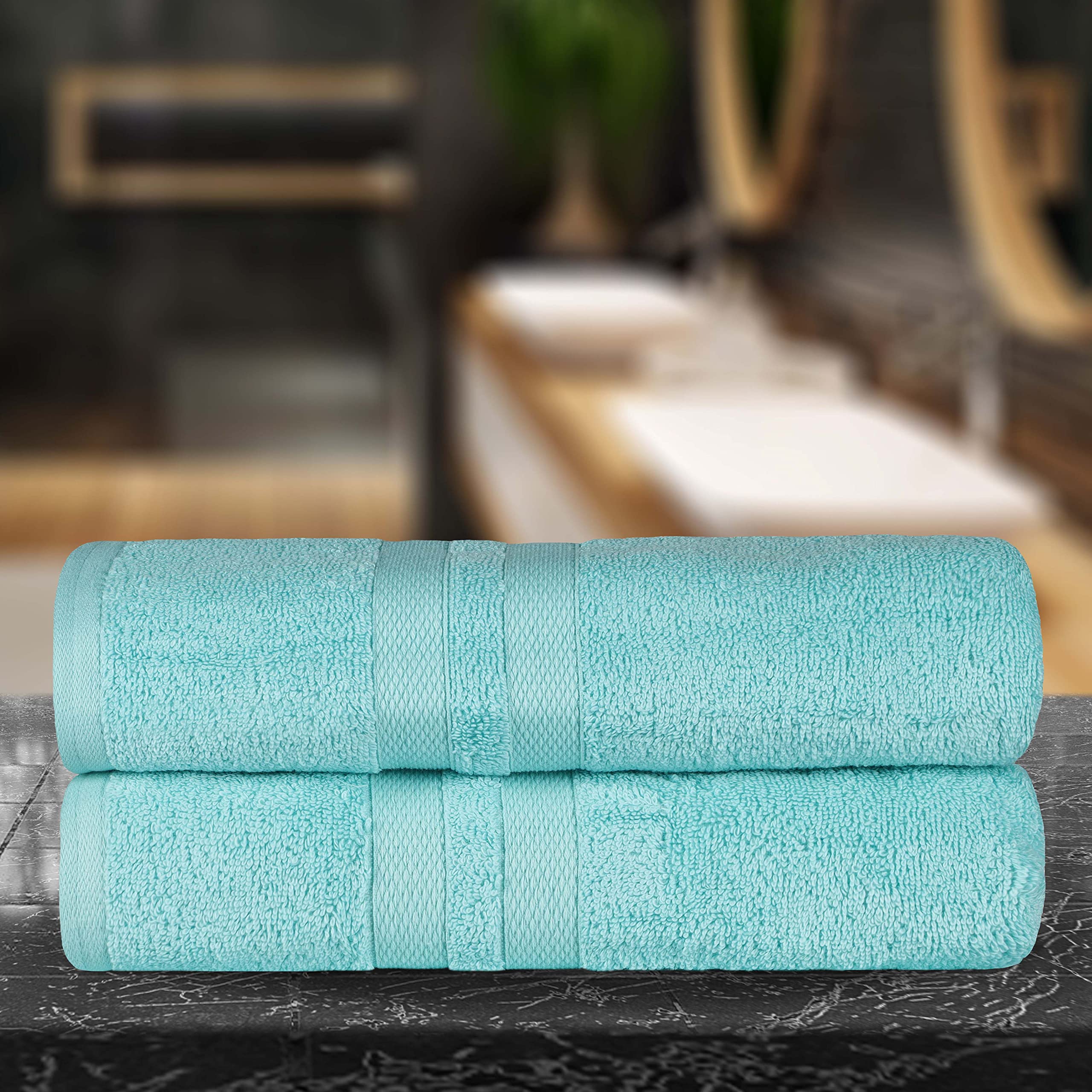 Superior Set di 2 asciugamani da bagno in cotone ultra morbido, perfetto per decorazioni da bagno, doccia, spa, palestra, camera degli ospiti, elementi essenziali per la casa, uso quotidiano, morbidi,