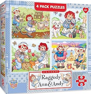MasterPieces Puzzle Set - 4-Pack 100 Piece Jigsaw Puzzle for Kids - Raggedy Ann 4-Pack - 8