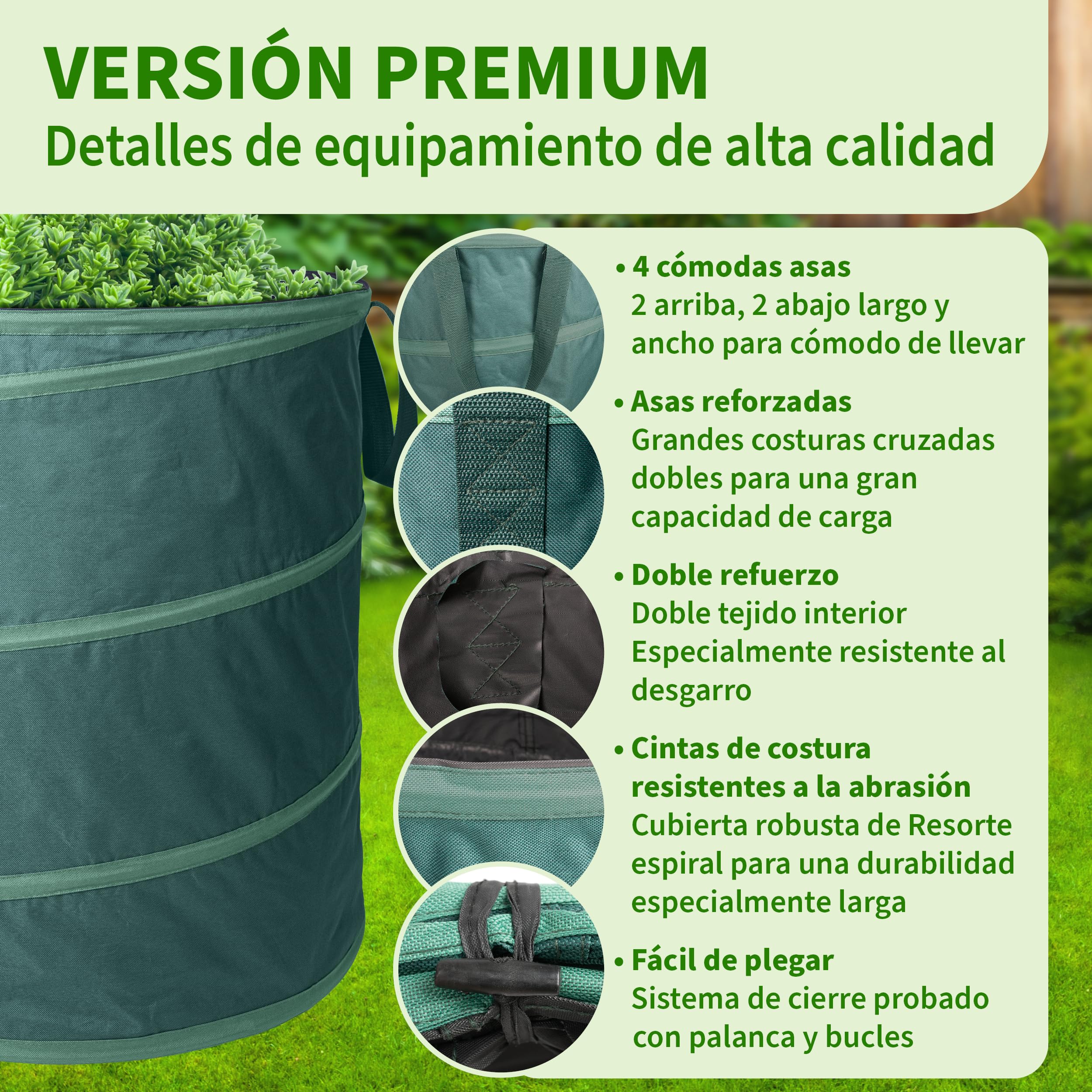 TTL GARDEN 2 bolsas de jardín Pop Up de 270 l, 220 g/m², 600D Oxford, plegables