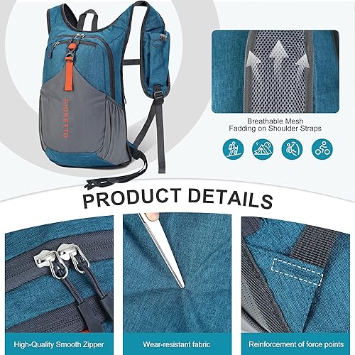 Miniatura 77 de FIORETTO Mochila de senderismo de 15L para mujeres y hombres, mochila mini plegable, ligera, pequeña mochila de día para camping, viaje, al aire