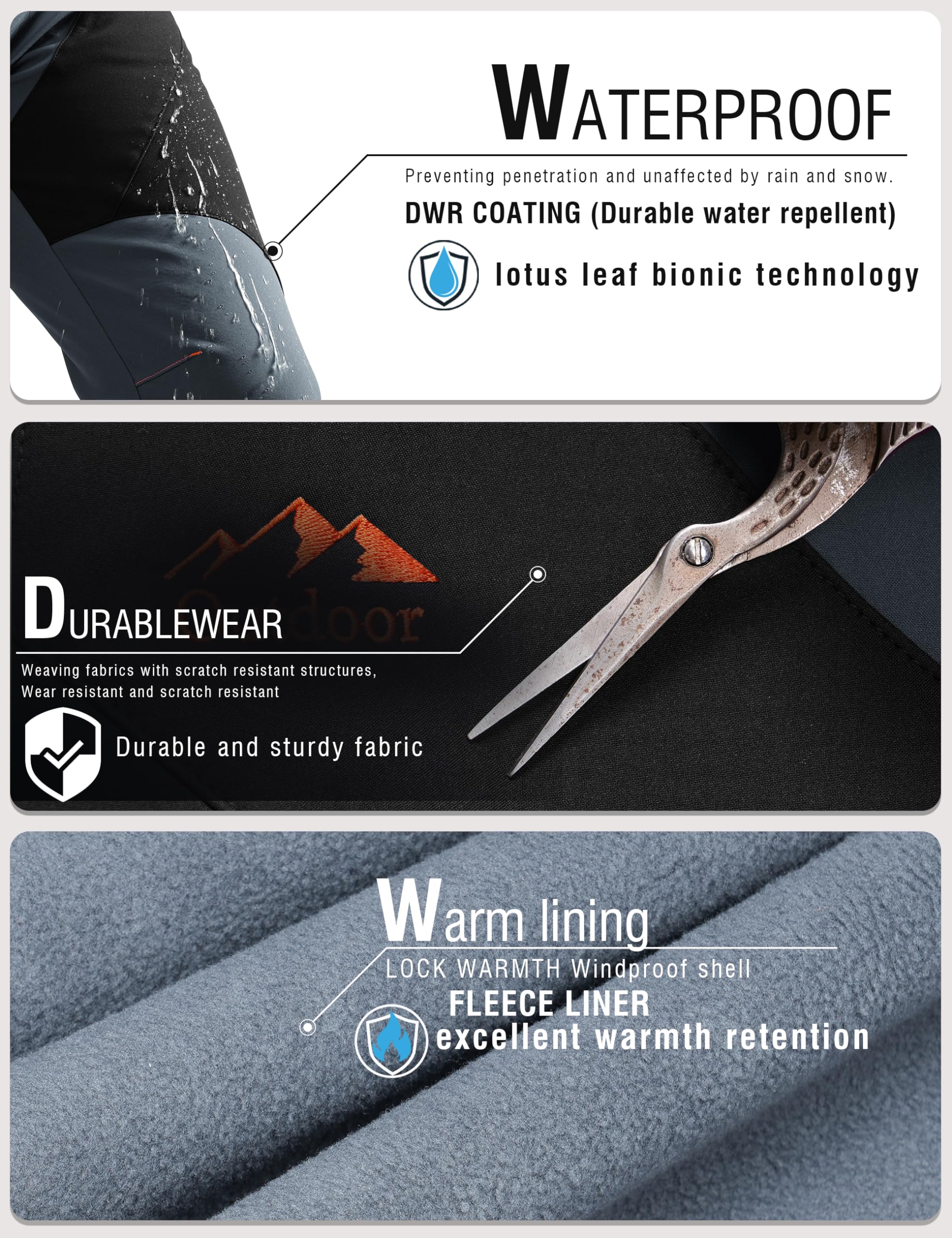 Pantalones de invierno con forro polar para mujer, impermeables, cortavientos, cálidos, de esquí, de snowboard, de trekking