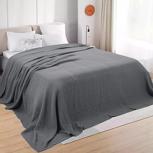 Miniatura 4 de HILLFAIR Manta de algodón-gris-gran tamaño