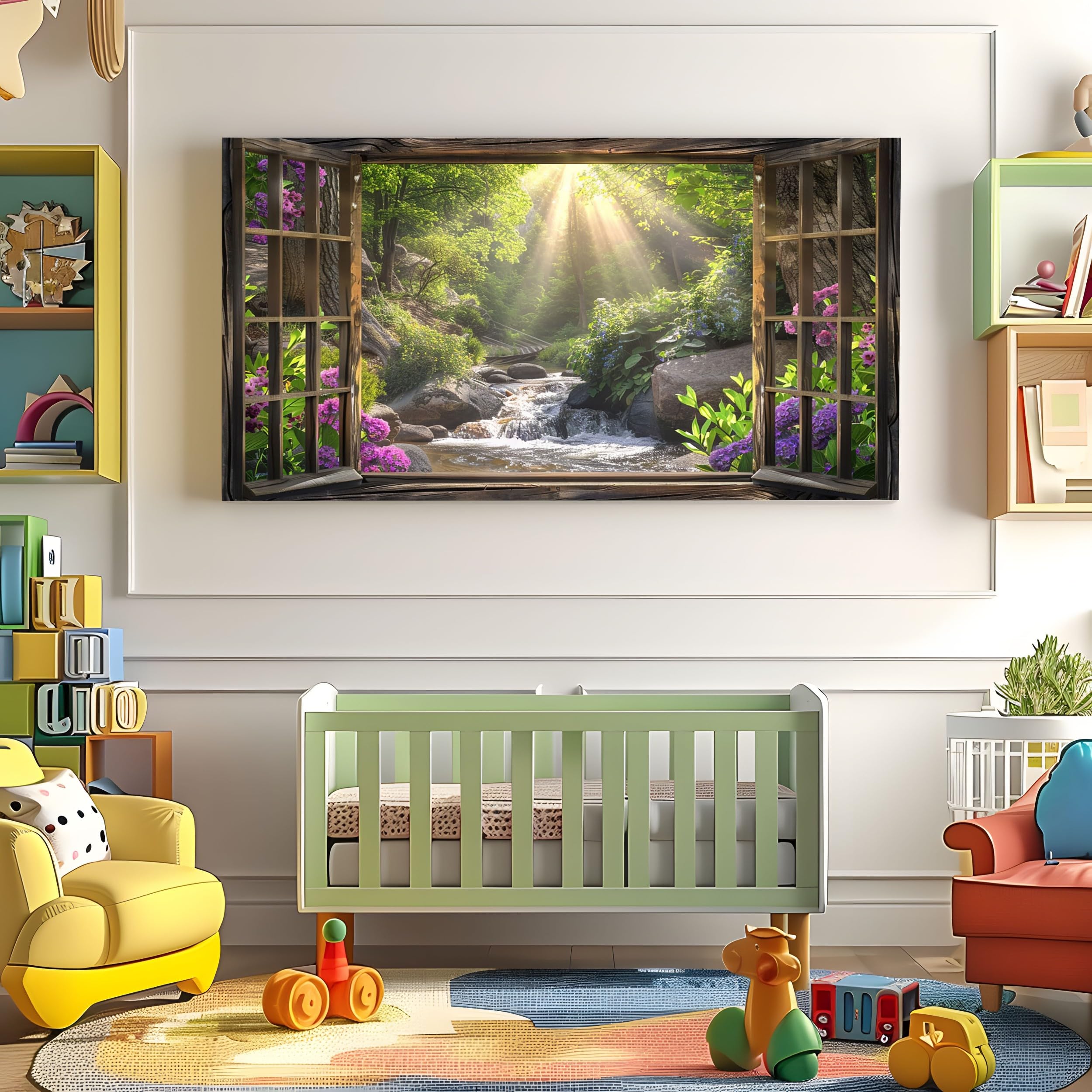 Pittura Moderna su Tela Bosco Naturale con Cornice 60x120 cm